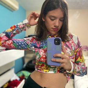 Long sleeve turtleneck tattoo colorful shirt